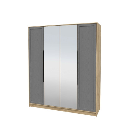 Шкаф распашной Тренд КТ-Ш4 (з) (Дуб золотой ЛДСП/ Дуб серый ЛМДФ) Ш1800 В2128 Г547